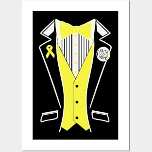 Tuxedo Faith Love Hope Hydrocephalus Awareness Yellow Ribbon Warrior Hope Cure Posters and Art